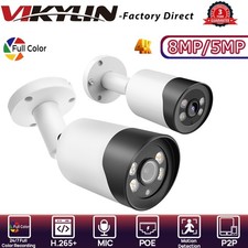VIKYLIN 24h Full Color Mini Bullet POE 5MP/8MP 4K Security CAMERA Outdoor CCTV