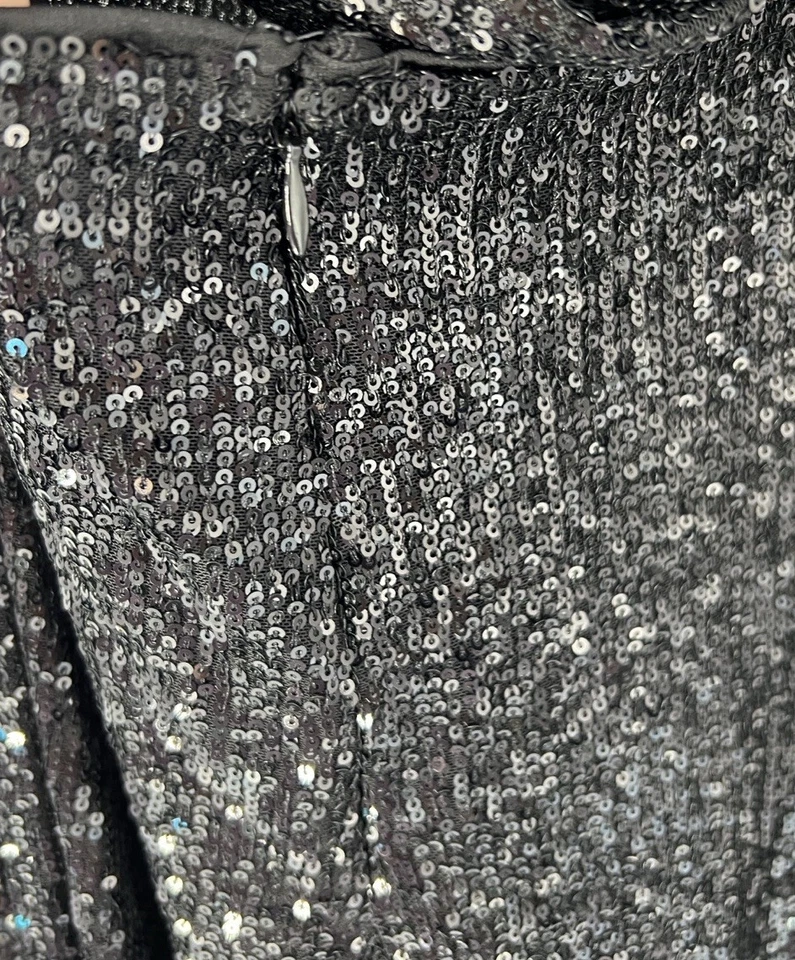 Asos Nuevo Con Etiquetas Mono Lentejuelas Mujer’s 0 Negro Pierna Ancha Sin Tirantes Foto 4 de 4