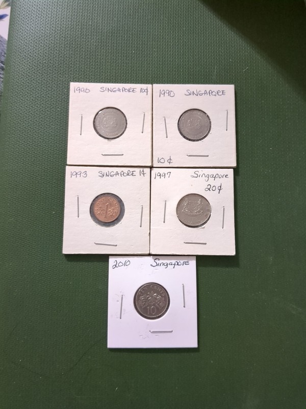 5 Singapore Coins, (1990-2010)
