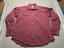 Wrangler Pearl Snap Brushpopper Shirt Mens Medium Maroon