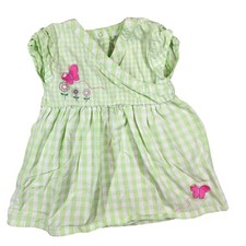 WonderKids Girls Dress 4T Gingham Butterfly Flower Embroidered Short Sleeve