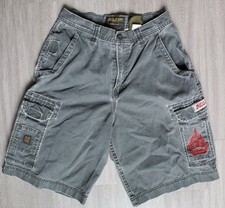 Vintage 90s Jnco Jeans RARE Jort Baggy Flames Crown Grunge 30 Green Denim Shorts