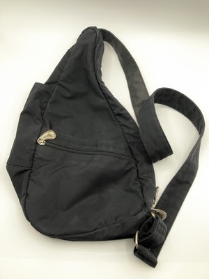 AmeriBag Healthy Back Bag Sling Backpack Crossbody Black Nylon Lightweight Purse
