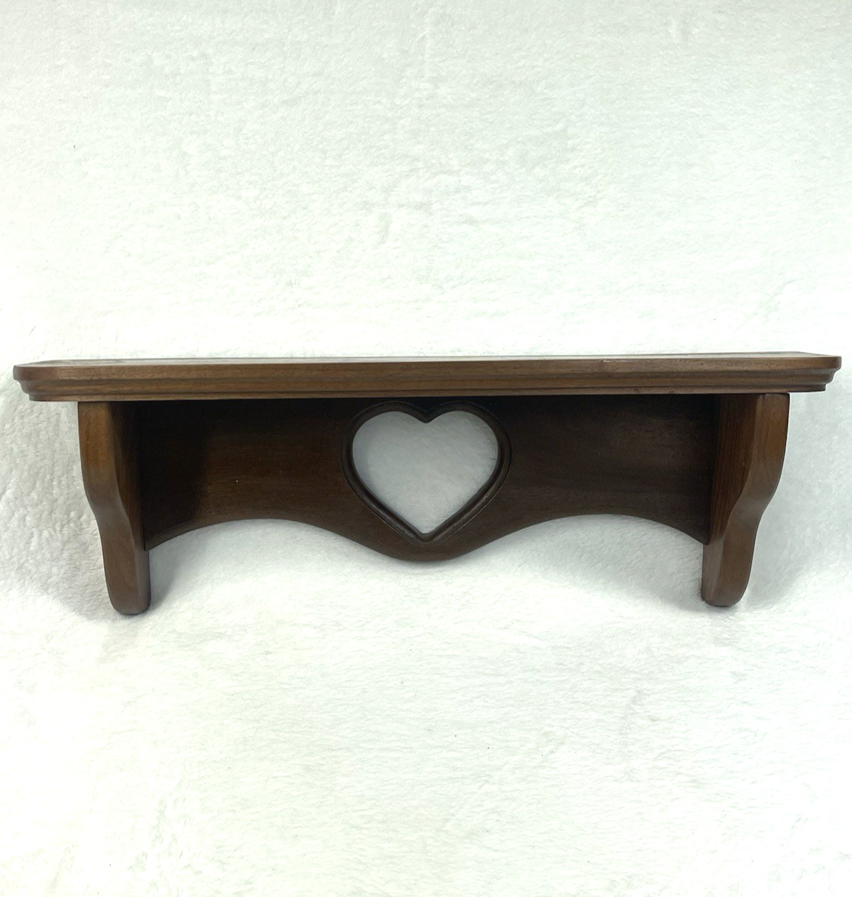 Vintage Wood Wall Shelf Heart Cutout Plate Groove 18