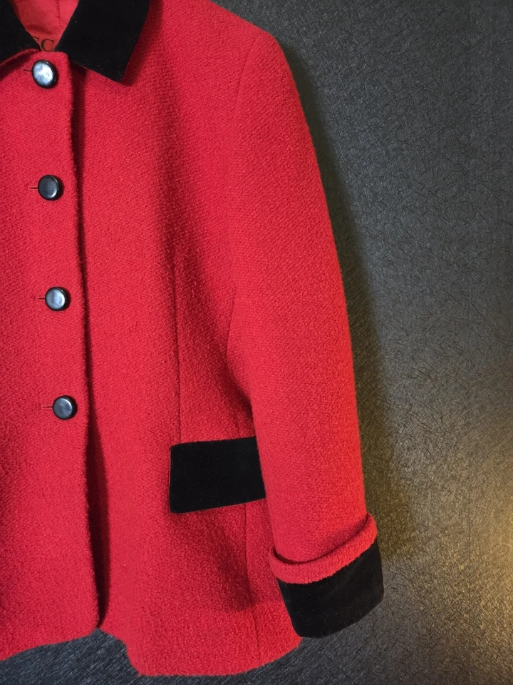 Blazer Rojo Escada By Margaretha Ley Lana Virgen Pura Talla Etiquetado 42 Foto 3 de 4