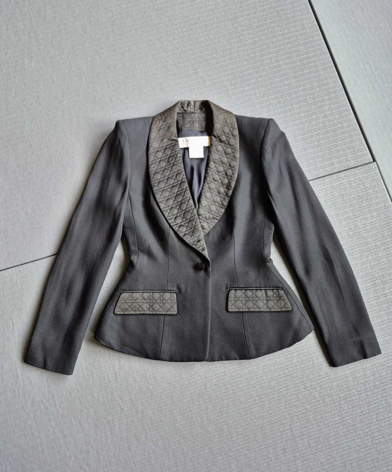 Christian Dior Quilted Shawl Collar Blazer Size 6