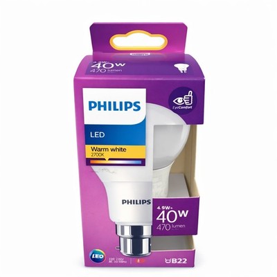 Philips LED Leuchtmittel 5W = 40W B22 Bajonett 470lm warmweiß 2700K Energiesparlampe