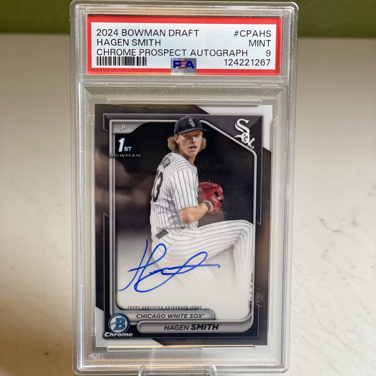 2024 Bowman Draft Chrome Prospect Auto Hagen Smith #CPA-HS PSA 9 MINT