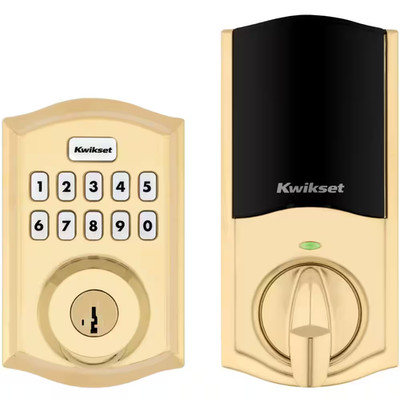 Homeconnect 620 Polished Brass Traditional Z-Wave Long Range Enabled Keypad Smar