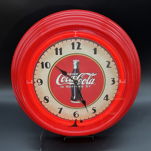 Retro-Stil Coca Cola Coke rot Neon Leucht Uhr Hängeschild - 15" (GETESTET)