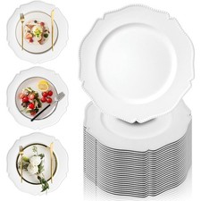100 Pack White Charger Plates , 13 Inch Round White Chargers for Dinner Plates
