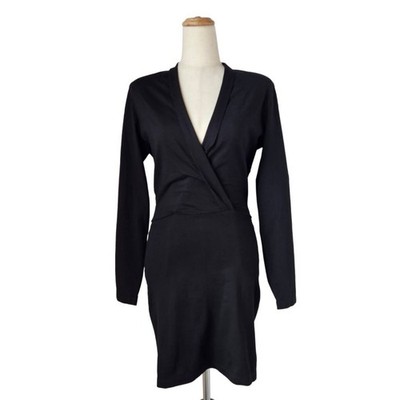 Iro Black Davida Wrap Effect Cotton Jersey Mini dress