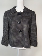 Tahari Arthur S. Levine Black Multicolor 3/4 Sleeve Blazer Jacket Sz 10 Workwear