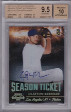 CLAYTON KERSHAW 2011 Playoff Contenders Season Tickets Signatures /50 BGS 9.5/10