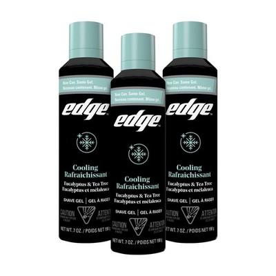 Edge Shave Gel for Men, Cooling Eucalyptus & 7 Ounce (Pack of 3), shave gel