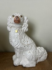 Antique, Single Victorian, Staffordshire Wally Dog, Flatback Spaniel, 32cm Tall