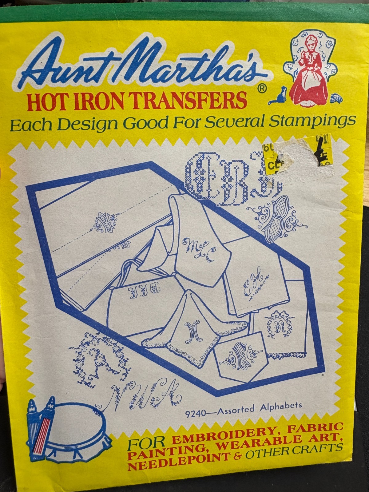 Aunt Martha's Iron-On Transfers #9240 ASSORTED ALPHABETS to embroider