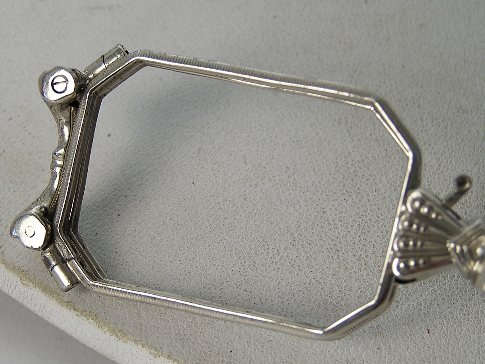 Rare Engraved Deco Lorgnette Spring Flip Open Opera Glasses Sterling Marcasite