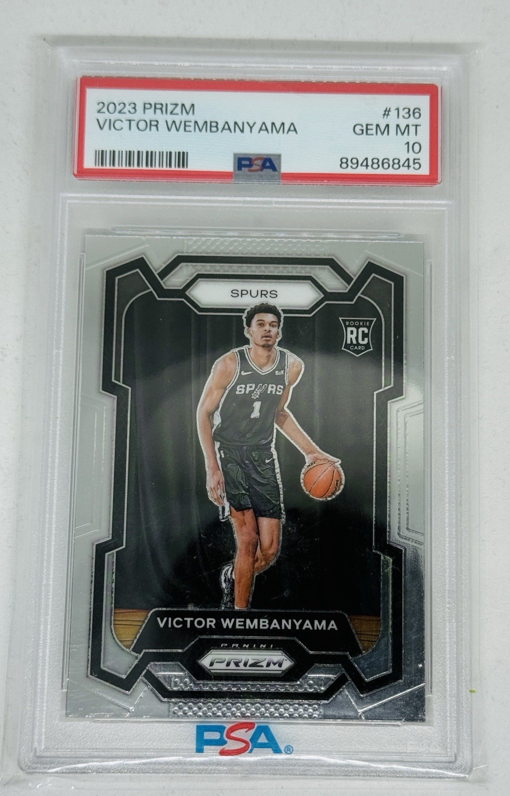 VICTOR WEMBANYAMA 2023-24 PANINI PRIZM ROOKIE #136 GEM MT RC PSA 10