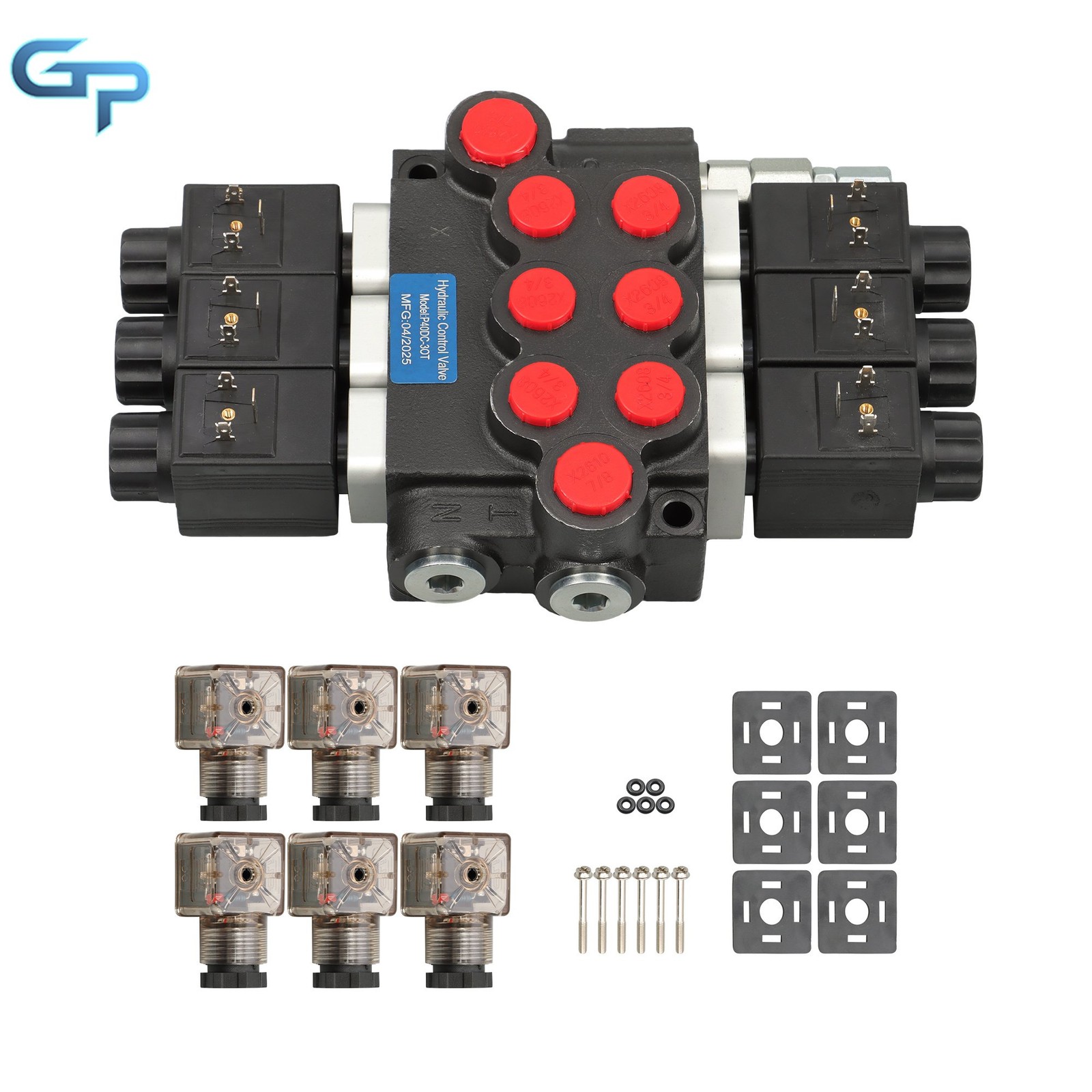 Hydraulic Control Valve Double Acting 13 GPM 3600 PSI 3Spool Solenoid 12V DC