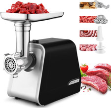 Tritacarne Elettrico Professionale 2000W Con Insaccatrice E Accessorio Biscotti