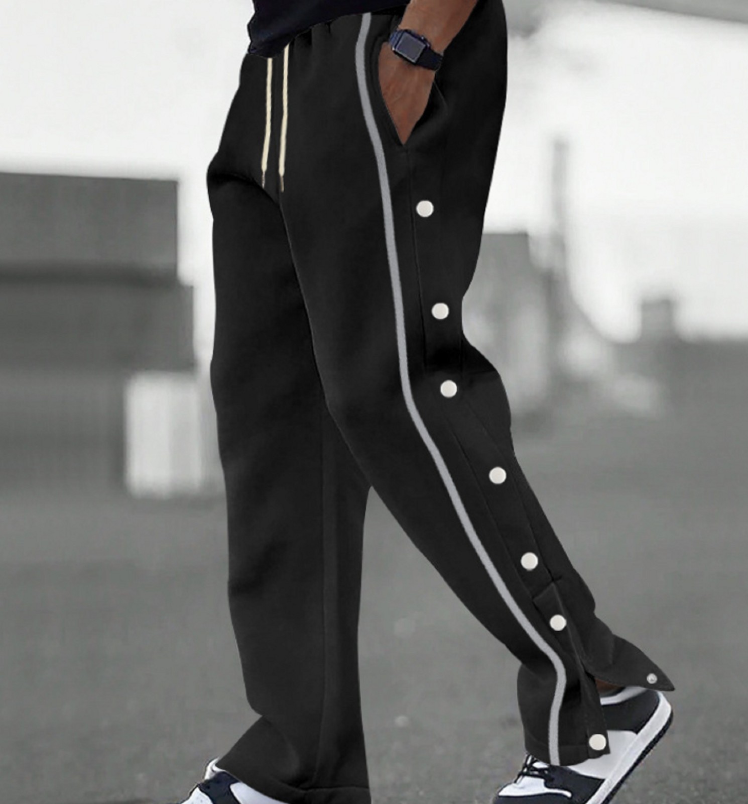 Herren Knopfhose Reha-Jogginghose Sporthose Trainingsträger mit Druckknöpfen​