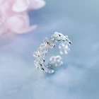 925 Sterling Silver Hollow Flower Adjustable Ring Vintage Elegant Jewelry Gifts