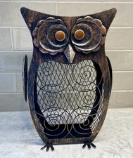 Metal 12" Owl Wine Cork Holder