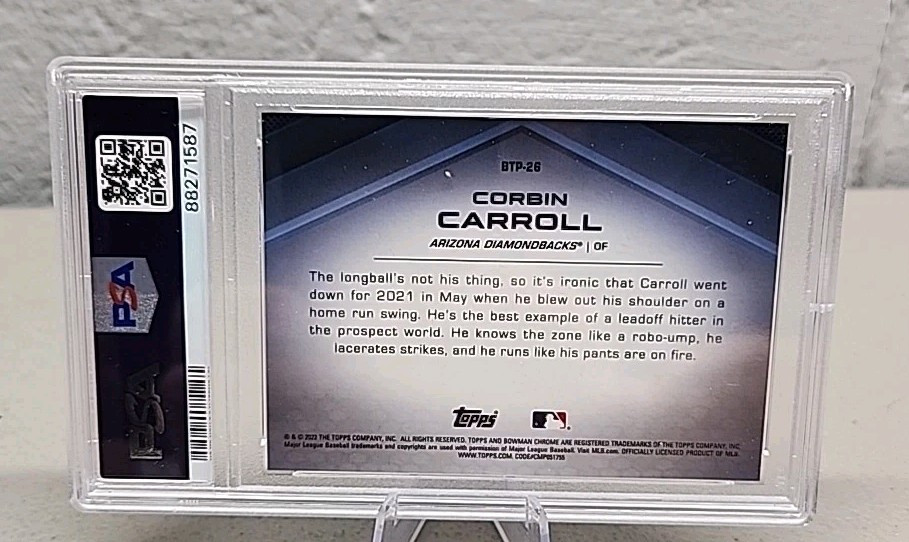 2022 Bowman Chrome Corbin Carroll Top 100 Atomic Refractor /150 PSA 10 Gem  view 2