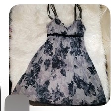 LOFT Black/Floral Ribbon Womens Summer Boho Cotton Dress Size 6 $89