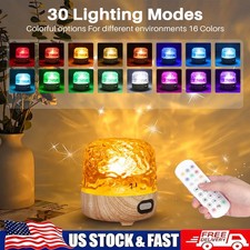 16 Colors LED Projector Light Ocean Wave Night Lamp w/Bluetooth Speaker  Remote