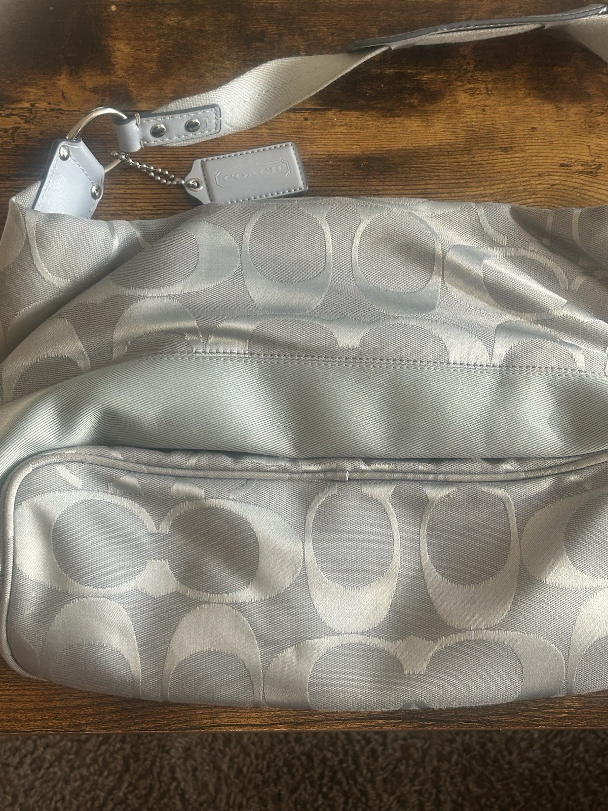 Coach Signature Silver/Gray Hobo Bag - Gem