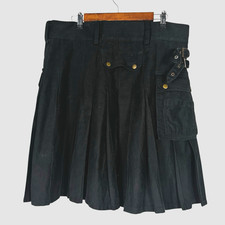 Scottish Highland Men's Black Utility Kilt Heavy Duty 100 Cotton Kilt Size 40