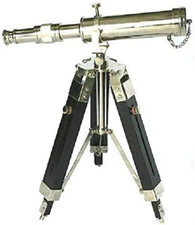 Handmade King Silver Brass Desk Telescope Wooden Tripod Stand