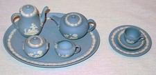 WEDGWOOD MINI / MINIATURE BLUE JASPERWARE 11 PIECE TEA  COFFEE SET NEW