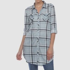 White Mark Womens Blue Windowpane Plaid Tunic...
