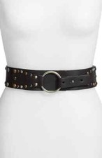 CK Calvin Klein Jeans 273166 Studded Leather Belt Dark Brown Large