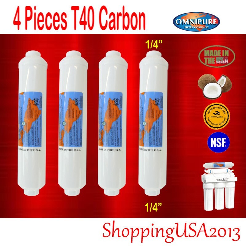 4 Omnipure T40 Post Inline Carbon Filter Coconut RO 10X2