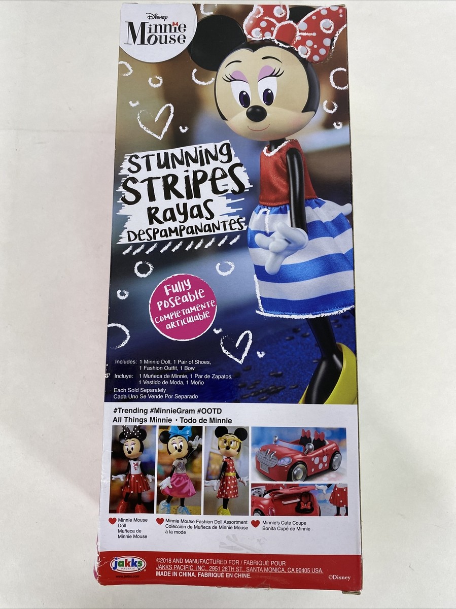 Disney Minnie Mouse Poseable Stunning Stripes 9 in Doll New