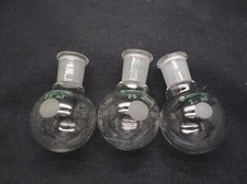 Lot of (3) CHEMGLASS Glass 25mL Single Neck Round Bottom Flask 14/20 CG-1506-86