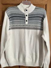 Chaps Vtg Sweater 3 Button Pull-Over 100 Cotton Fair Isle Pattern Sz XL Mens