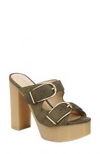 Veronica Beard Garrick platform slide sandal - khaki 425 NWOB SIZE 8
