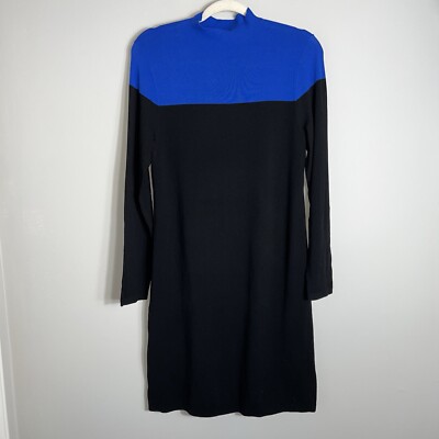 Ann Taylor Petites Long Sleeve Sweater Dress-High Neck-Royal Blue  Black-LP-NWT | eBay