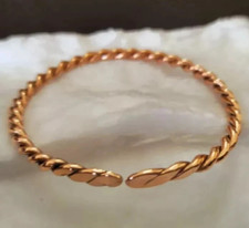 1 Pc Pure Copper Bangle, Unisex Cuff Bracelet Twisted Healing Bangles Adjustable