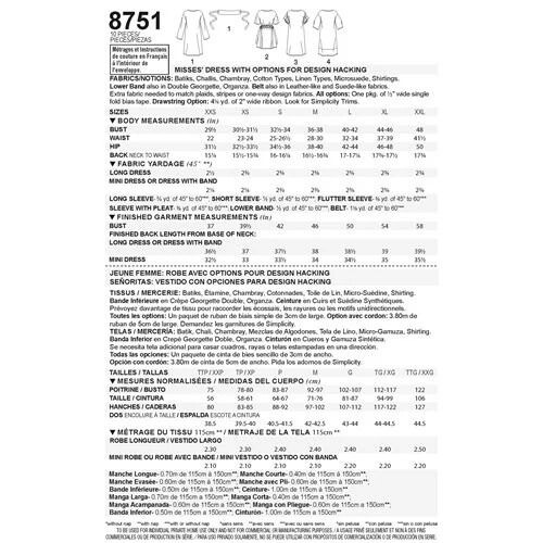 Simplicity Sewing Pattern 8751 Misses Dress Options for Design Hacking ...