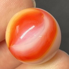 Vintage Akro Alley Agate Peltier Christensen Swirl Glass Marble .6 Orange White