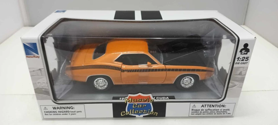 Plymouth Cuda 1970 Orange Arancione Newray New Ray Muscle Car  1:25 Nuovo 1/25 - Immagine 4 di 4