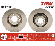 Brake Disc TRW DF4760S for Porsche Cayenne Panamera Audi