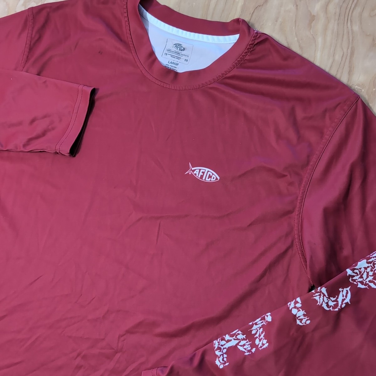 Chemise De Pêche Homme AFTCO – Taille L – Rouge – Manches Longues – 100% Polyester (occasion)