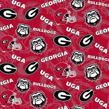 NCAA University of Georgia Tone on Tone GA-1178 Cotton Fabric by the Yard